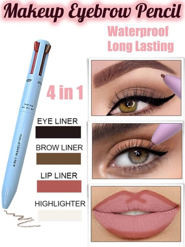 4 In 1 Eyeliner & Eyebrow Enhancer: Waterproof Lying Silkworm Pen.